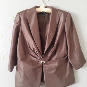 Jessica Howard Evenings Brown Dress Jacket with crystal clasp closure 14W